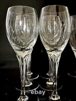 12pc Set Vintage Hand Etched Crystal Stemware, 6 Dessert Wine & 6 Water Glasses