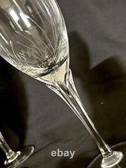 12pc Set Vintage Hand Etched Crystal Stemware, 6 Dessert Wine & 6 Water Glasses