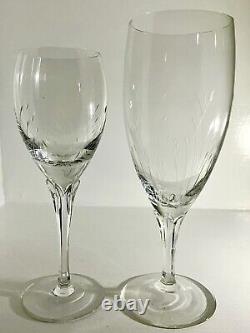 12pc Set Vintage Hand Etched Crystal Stemware, 6 Dessert Wine & 6 Water Glasses