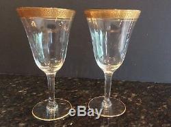 13 Elegant Gold Encrusted Optic Crystal Wine Glasses 6-5/8 Tiffin