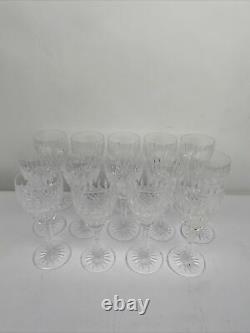 14 Signed Waterford Crystal Lismore Wine Glasses Free Shipping 7 1/8 Tall