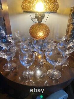 14 Vintage Crystal 1960s Fostoria Stardust liqour and wine champagne glasses