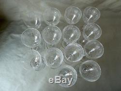 15 Antique Edwardian Acid Etched Crystal Port Wine Glasses, Probably Baccarat
