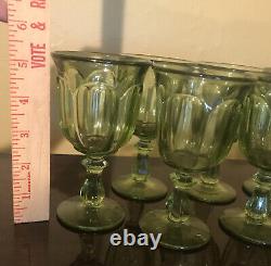 (15 Total) 7 Crystal Fostoria Wine Glasses & 8 Desert Glasses Jamestown Green