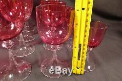 16 Bohemian Crystal Stem Wine Hock Goblets, Cranberry, Ruby Red 4 sizes