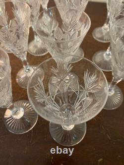 18 White Wine Glasses Cut Epi Crystal From Saint Louis (Price Per Unit)