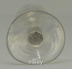 18th C Drawn Stem Wheel Engraved Wine Glass Conical Foot/Snapped Pontil C 1740