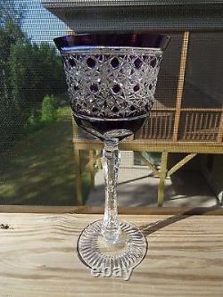 1907-08 St Saint Louis Crystal France Amethyst Cut to Clear Wine Goblet Hock 8