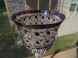 1907-08 St Saint Louis Crystal France Amethyst Cut to Clear Wine Goblet Hock 8