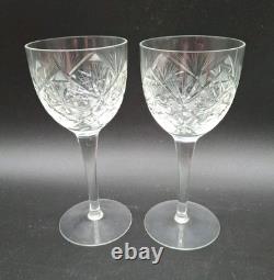 2 ABP Cut Crystal Wine Glasses 6 oz American Brilliant Period Water Goblets VTG