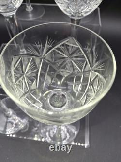 2 ABP Cut Crystal Wine Glasses 6 oz American Brilliant Period Water Goblets VTG