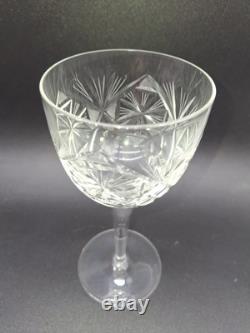 2 ABP Cut Crystal Wine Glasses 6 oz American Brilliant Period Water Goblets VTG