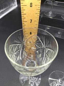 2 ABP Cut Crystal Wine Glasses 6 oz American Brilliant Period Water Goblets VTG