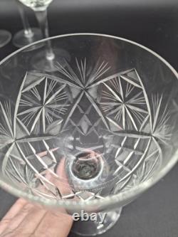 2 ABP Cut Crystal Wine Glasses 6 oz American Brilliant Period Water Goblets VTG