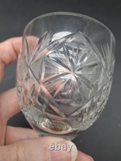 2 ABP Cut Crystal Wine Glasses 6 oz American Brilliant Period Water Goblets VTG