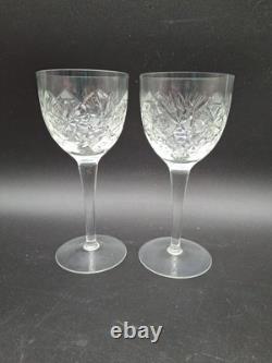2 ABP Cut Crystal Wine Glasses 6 oz American Brilliant Period Water Goblets VTG