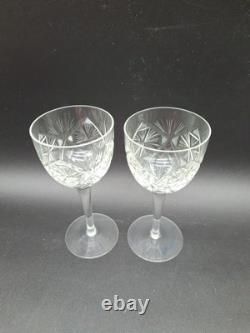 2 ABP Cut Crystal Wine Glasses 6 oz American Brilliant Period Water Goblets VTG