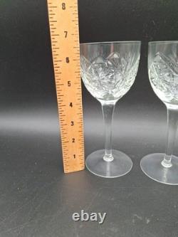 2 ABP Cut Crystal Wine Glasses 6 oz American Brilliant Period Water Goblets VTG