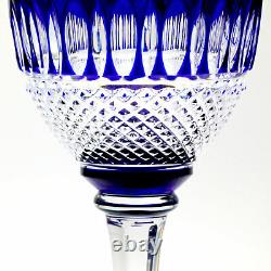(2) AJKA AJC15 Cobalt Blue Cased Cut to Clear Crystal Stem Wine Goblets
