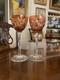 2 BACCARAT Antique Orange Cut to Clear Brilliant Crystal Wine Glasses