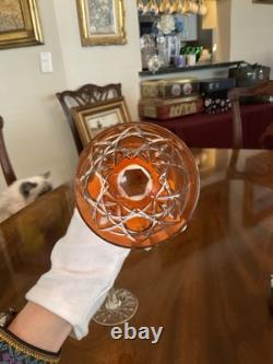2 BACCARAT Antique Orange Cut to Clear Brilliant Crystal Wine Glasses
