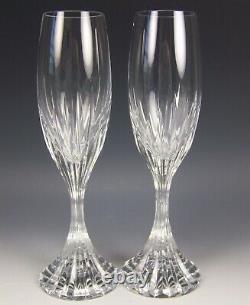 2 Baccarat Crystal Massena 8.5 Champagne Flutes Wine Glasses Signed