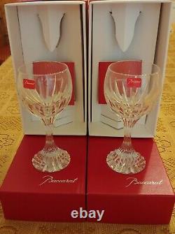 2 Baccarat Crystal Massena Bordeaux Wine Glasses / Goblets 5 7/8
