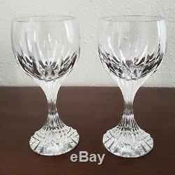 2 Baccarat Cut Crystal Massena Goblets 7 Tall Wine Water Glasses Made in France