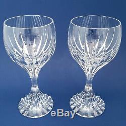 2 Baccarat Cut Crystal Massena Goblets 7 Tall Wine Water Glasses Made in France