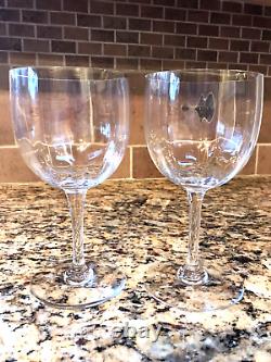 2 Baccarat Montaigne Optic Crystal Water Wine Goblets Glasses 7