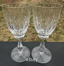 2 Beautifully Cut Stuart Churchill 10 oz. 7 3/8 Crystal Wine Glasses Mint