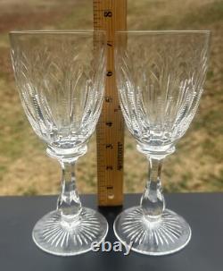2 Beautifully Cut Stuart Churchill 10 oz. 7 3/8 Crystal Wine Glasses Mint