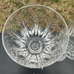 2 Beautifully Cut Stuart Churchill 10 oz. 7 3/8 Crystal Wine Glasses Mint