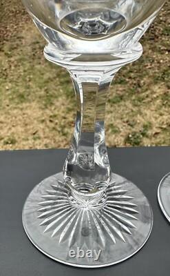 2 Beautifully Cut Stuart Churchill 10 oz. 7 3/8 Crystal Wine Glasses Mint