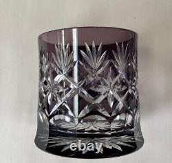 2 Bohemian Cut To Clear Rocks Glasses 8 oz