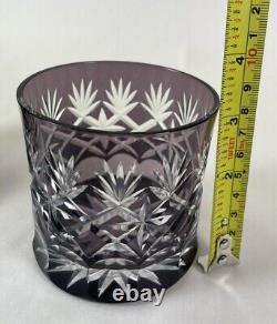 2 Bohemian Cut To Clear Rocks Glasses 8 oz