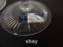 2 Bohemian WINE GLASSES GOBLETS Set Cut to Crystal Clear Purple Amethyst Hungary