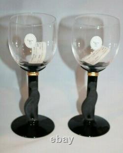 2 Christian Dior Casablanca Black Stem Wine Glasses NWT