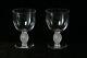 2 Lalique Langeais French Crystal Bordeaux Wine Stemware Goblet 4 3/4 Signed
