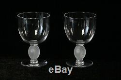 2 Lalique Langeais French Crystal Bordeaux Wine Stemware Goblet 4 3/4 Signed