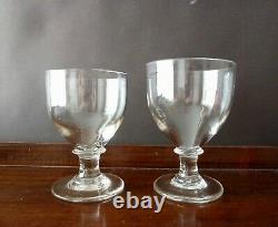 2 Large Antique Georgian Victorian Crystal Glass Rummers His and Hers