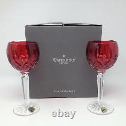 2 Lot Waterford Crystal Lismore Crimson Wine Hocks Stems Pair 7.5 New in Box