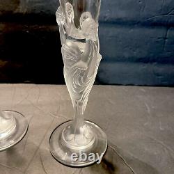 2 NEW Erte Majestique Crystal Champagne Flutes Glasses withBoxes Signed France