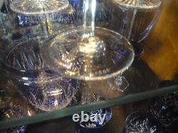 2 NEW FABERGE Cobalt Blue Crystal Wine Glasses signed, Displayed Only