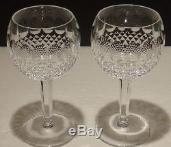 2 Rare Waterford Crystal Colleen Balloon Wine Glasses 7 1/8 Mint