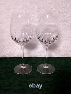 2 Signed Waterford Crystal Wine Glasses Goblets, Giselle Pattern 10 1/2 EUC