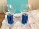 2 Tiffany & Co Crystal Pulled Stem All Purpose Wine Glasses TFC11 7.25 With Box
