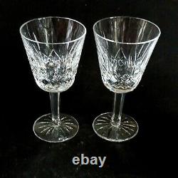 2 (Two) WATERFORD LISMORE Cut Lead Crystal Claret Wine Glasses-Signed