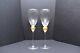 2 Union Street st Glass Manhattan Crystal Claret wine goblets Gold Ball 10.25