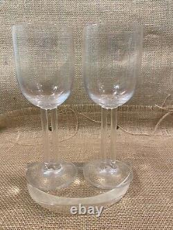2 Vintage ROSENTHAL Studio Line Crystal Double Stem Wine Goblet Glasses. 7.5